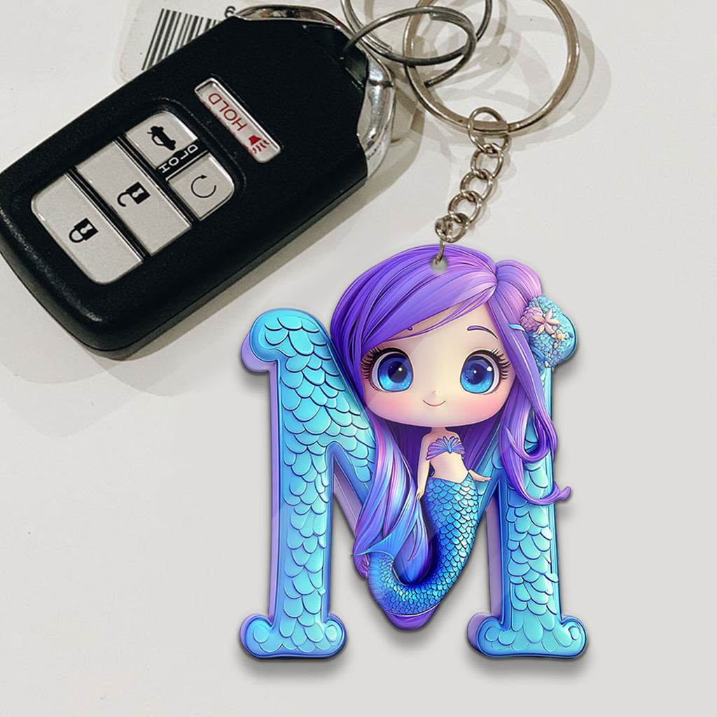 Beautiful Mermaid Letter - Personalized Kid Keychain