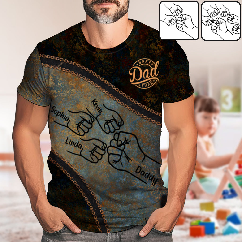 Fist Bump Dad And Children - Personalized Father All Over Shirt