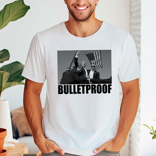 Kugelsicheres T-Shirt, „Niemals aufgeben“-Shirt, „Kämpfe für Amerika“-T-Shirt, Retro-Rallye-Shirt, „Kämpfen, kämpfen, kämpfen“-Shirt (T-Shirt & Hoodie)