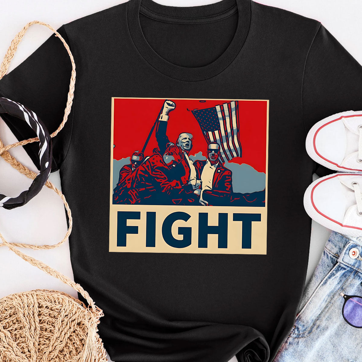 „Niemals aufgeben“-Shirt, „Kämpfe für Amerika“-T-Shirt, Retro-Rallye-Shirt & Hoodie