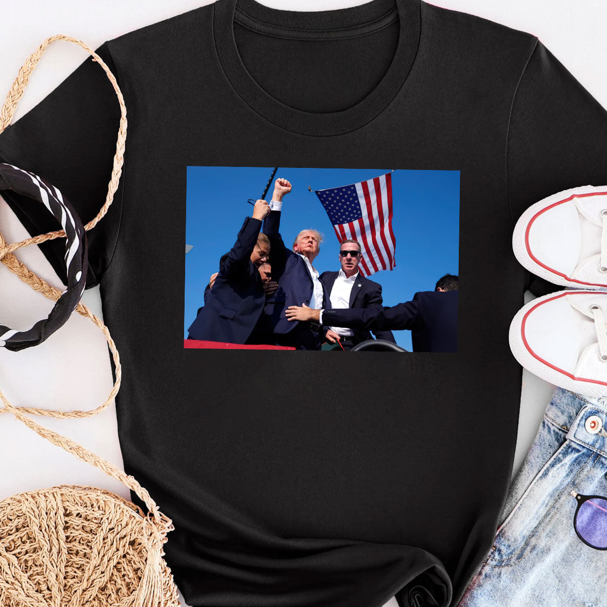 „Niemals aufgeben“-Shirt, „Kämpfe für Amerika“-T-Shirt, „Kundgebung 2024“-Shirt & Hoodie