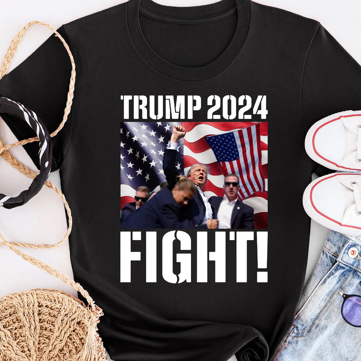 T-shirt Trmp 2024 Flght! B Donald Trmp Défiant 2024 MAGA invincible
 T-shirt et sweat à capuche
