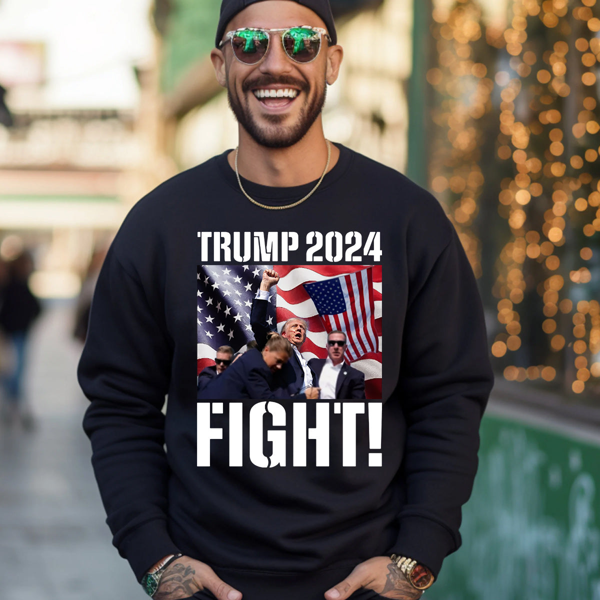 T-shirt Trmp 2024 Flght! B Donald Trmp Défiant 2024 MAGA invincible
 T-shirt et sweat à capuche