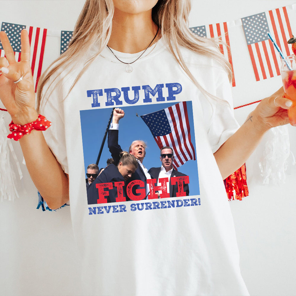 T-shirt « Assassinat de Trump », T-shirt « Donald Trump qui tire », T-shirt « Fight Trump », T-shirt « Never Surrender », T-shirt républicain, T-shirt et sweat à capuche « Make America Great Again ».
