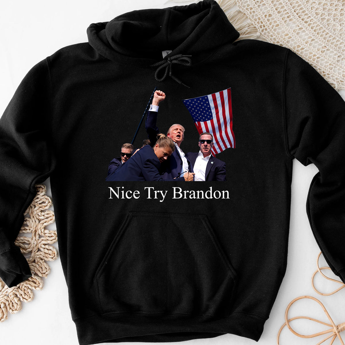 „Netter Versuch, Brandon“-Shirt, „Niemals aufgeben“-Shirt, „Kämpfe für Amerika“-T-Shirt, „Kundgebung 2024“-Shirt, „Kämpfen, kämpfen, kämpfen“-Shirt (T-Shirt & Hoodie)