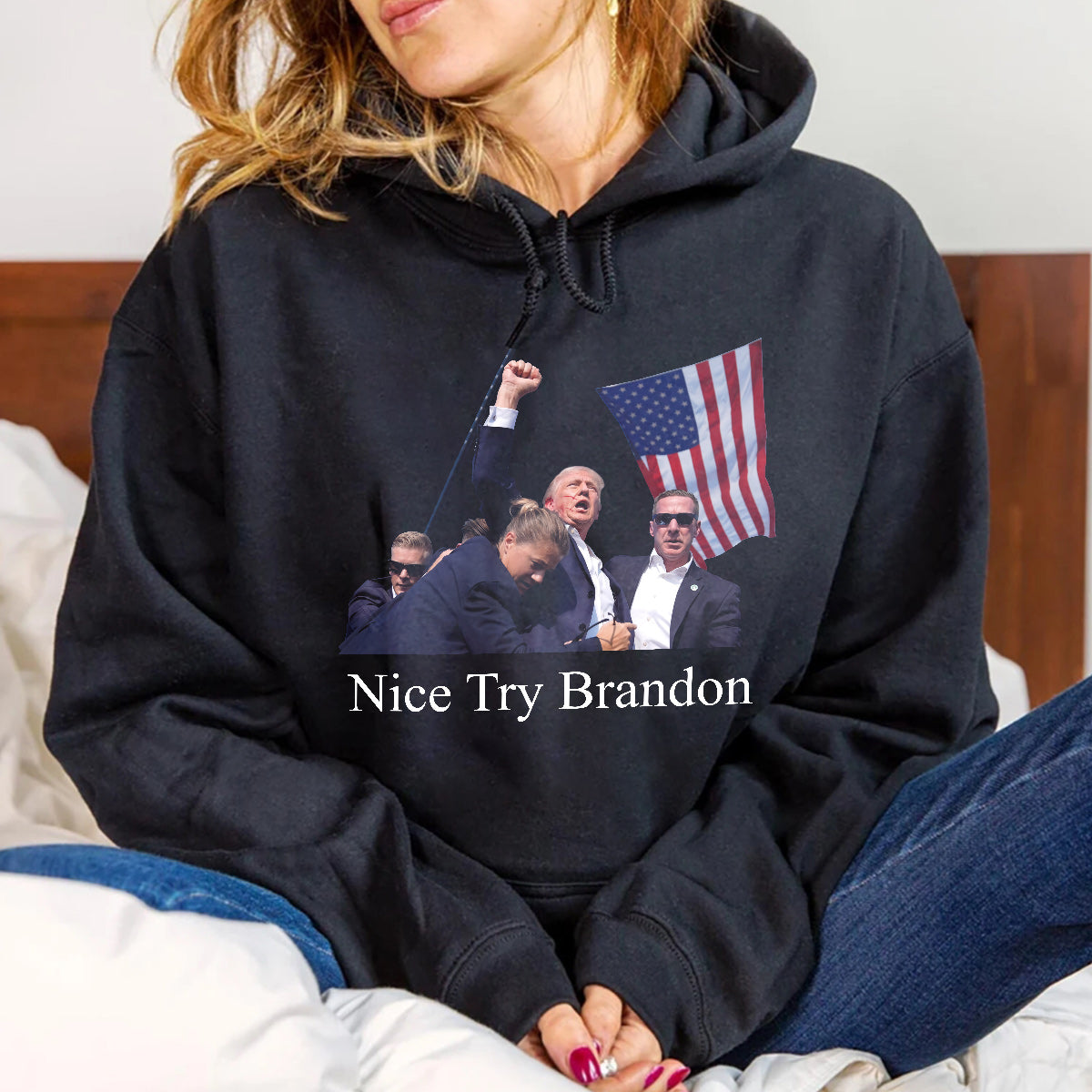 „Netter Versuch, Brandon“-Shirt, „Niemals aufgeben“-Shirt, „Kämpfe für Amerika“-T-Shirt, „Kundgebung 2024“-Shirt, „Kämpfen, kämpfen, kämpfen“-Shirt (T-Shirt & Hoodie)