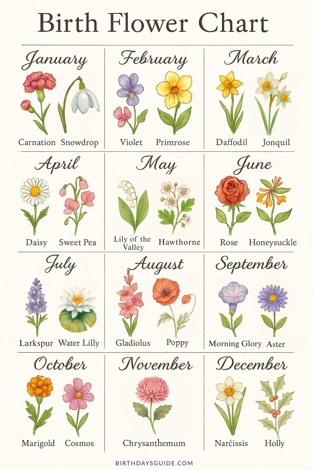 Fleur de naissance - Coussin en fausse fourrure premium personnalisé avec la fleur du mois de naissance