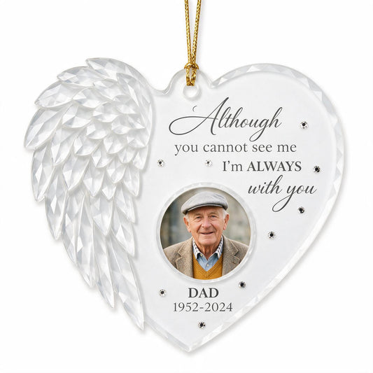 Personalisierte Herz-Engel-Flügel Erinnerungs-Acryl-Ornament - Individuelles Foto Trauergeschenk für Papa