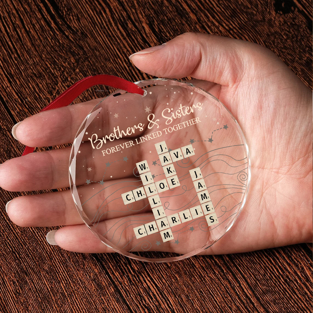 Forever Linked - Personalized Sibling Round Shaped Glass Ornament