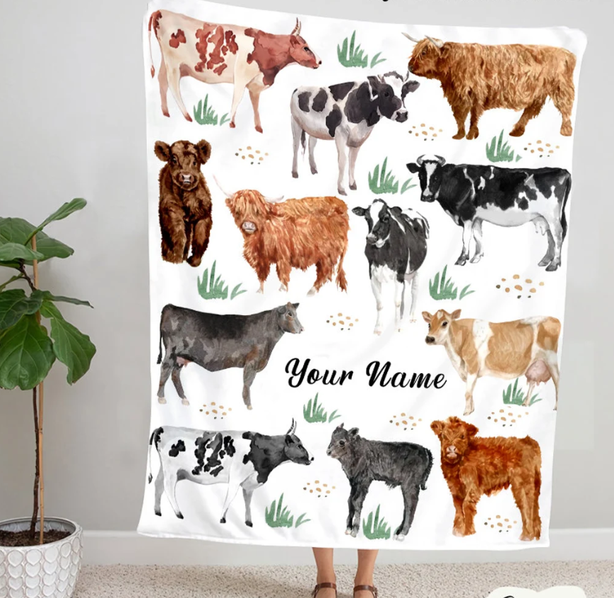 Couverture personnalisée vache Highland mignonne 0624