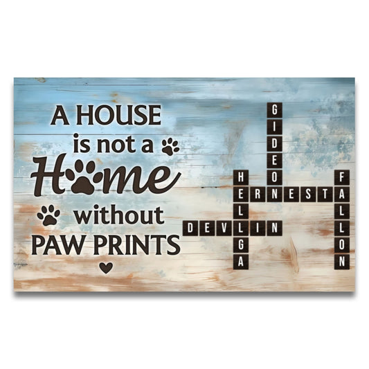 Home With Paw Prints Pet Crossword Puzzle Art - Personalized Dog Canvas And Poster