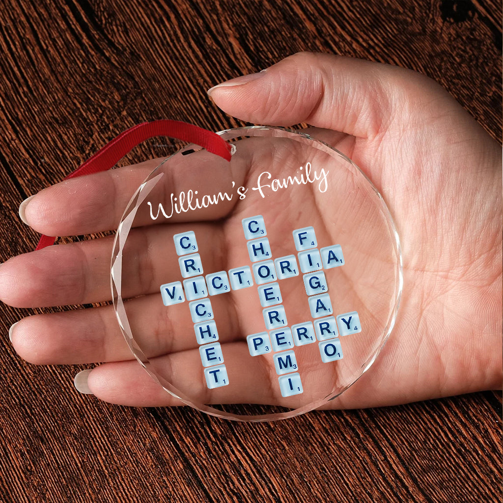 Our Family, Sea Glass Name Puzzle - Personalized Family Round Shaped Glass Ornament