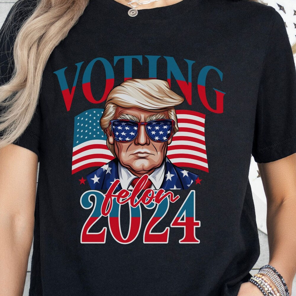 „Wähle einen Verbrecher 2024“-T-Shirt, Trump-Shirt, Wahl-T-Shirt 2024, „Unterstütze Trump“-Shirt, „Wähle einen Verbrecher“-T-Shirt, lustiges Geschenk für Freunde, T-Shirt & Hoodie