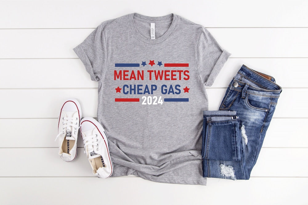 T-Shirt „Gemeine Tweets und billiges Benzin 2024“, Konservative T-Shirts, Pro-Trump-T-Shirt 2024, Anti-Biden-T-Shirt, Trump-T-Shirt, Geschenk für Republikaner, Patriotisches T-Shirt & Hoodie
