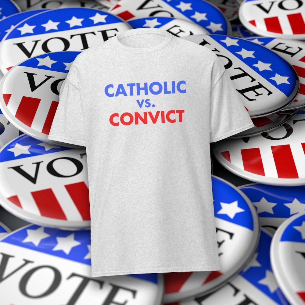 T-Shirt mit dem Aufdruck „Katholik vs. Sträfling“, T-Shirt zur Präsidentschaftswahl 2024, Unisex-T-Shirt, Patriotisches T-Shirt & Hoodie