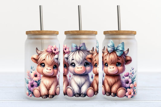 Cute Baby Highland Cows Highland Cow Can Glass 0624
