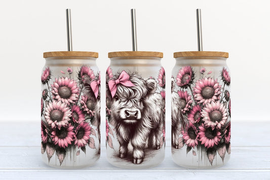 Cute Baby Highland Cow Highland Cow Can Glass 0624