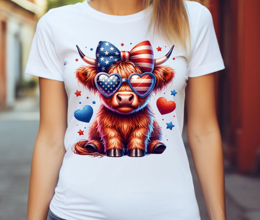 American Flag Highland Cow Highland Cow T-shirt & Hoodie 0624