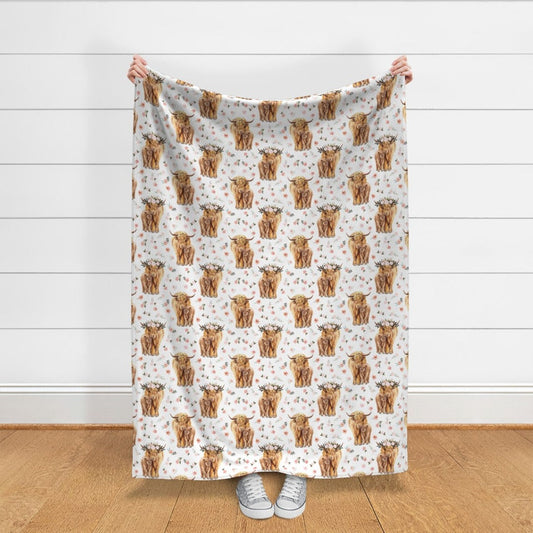 Couverture vache Highland à motif floral 0624