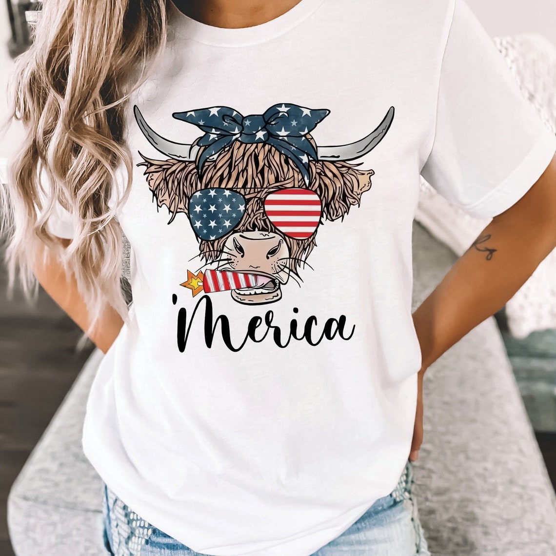 Merica Highland Cow Highland Cow T-Shirt & Hoodie 0624