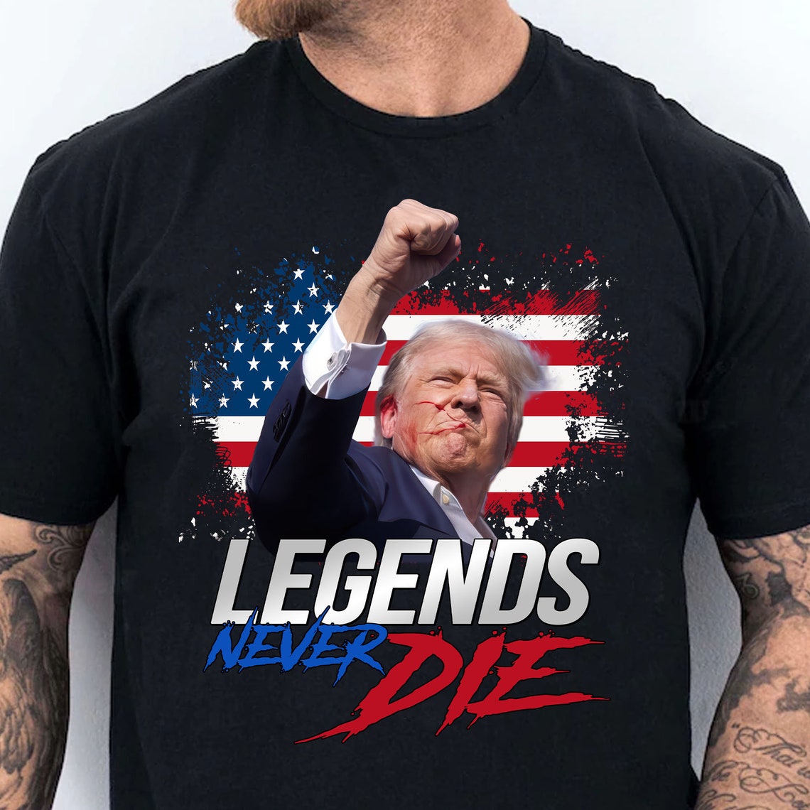 T-shirt « Les légendes du Trump ne meurent jamais », T-shirt « Fight 2024 » du Trump, Sweat-shirt et sweat à capuche « Fight for America ».
