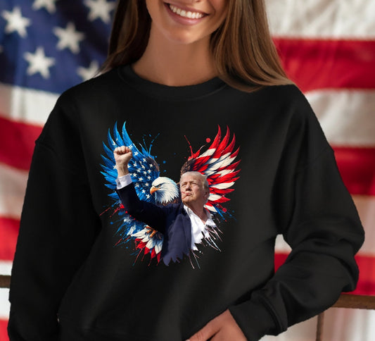 Sweat-shirt Trump & Aigle 2024, T-shirt Donald Trump Flght Flght Flght, Sweat à capuche Voting, T-shirt et sweat à capuche Trump Aigle