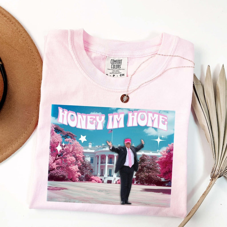 „Honey I'm Home Trump 2024“-Shirt, patriotisches Shirt in verschiedenen Farben, T-Shirt & Hoodie