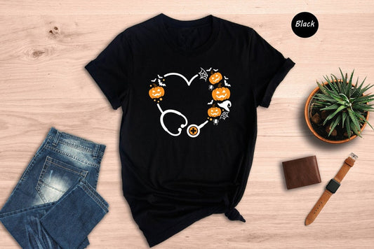 T-shirt stéthoscope Halloween, T-shirt infirmière Halloween, T-shirt médecin humoristique, T-shirt et sweat à capuche Halloween 0924