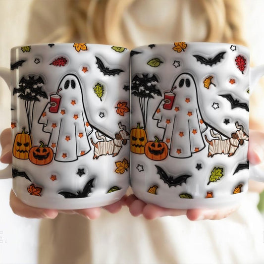 Petthouse Ghost Walking Dog Halloween Mug 0924