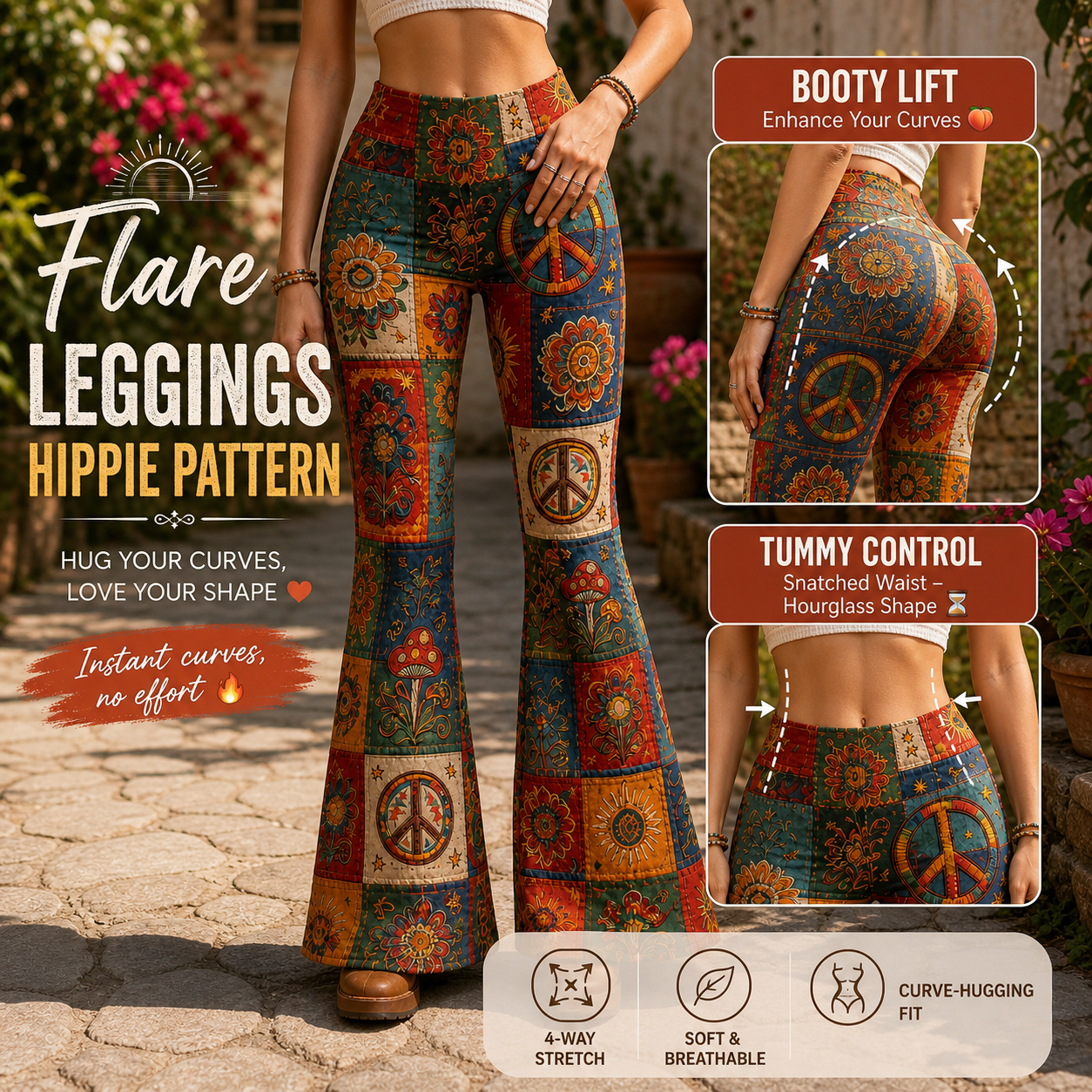 Hippie Soul - Personalisierte Hippie Flare Leggings