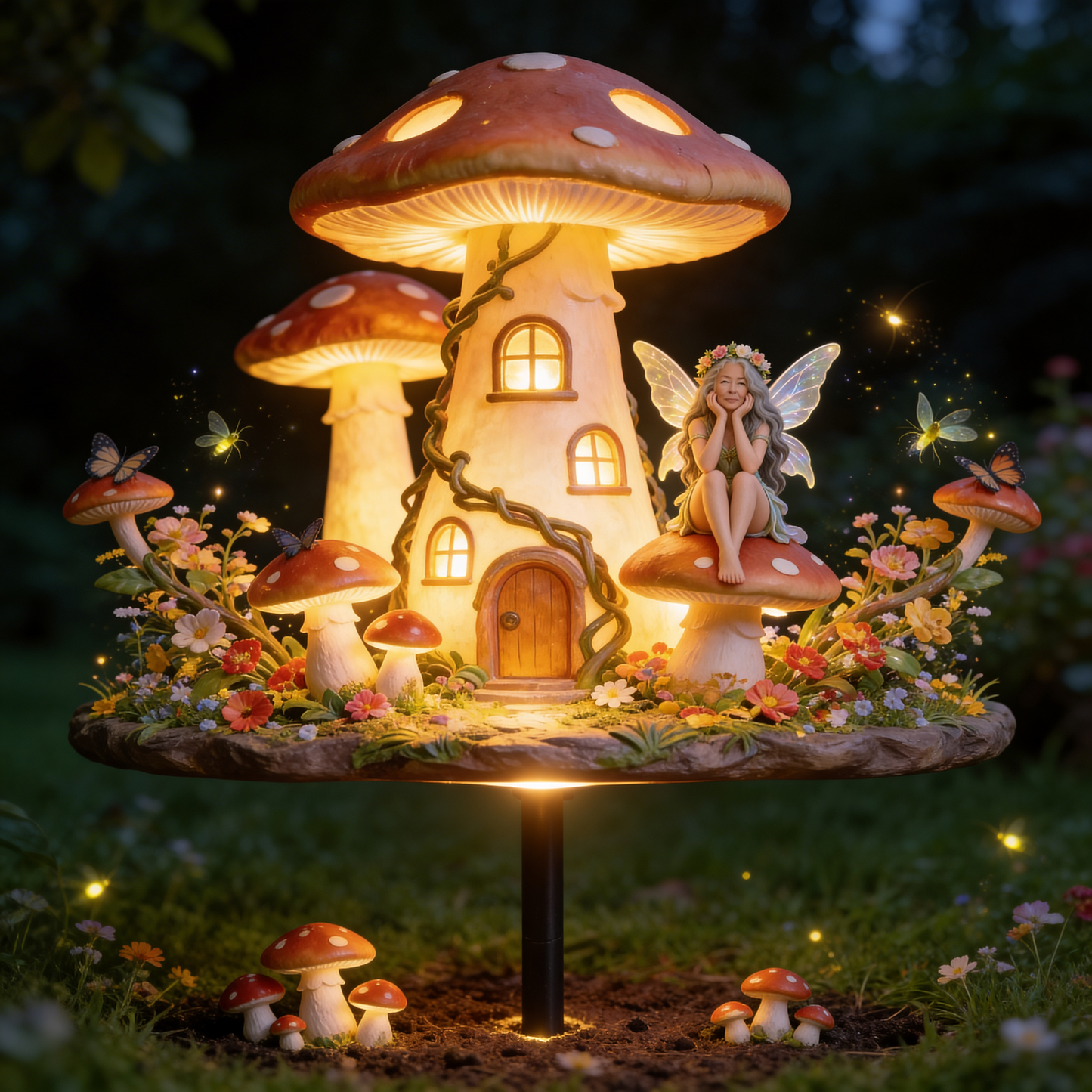 Pilz Feenhaus, Feengarten - Personalisierte Pilz Garten Solarleuchte