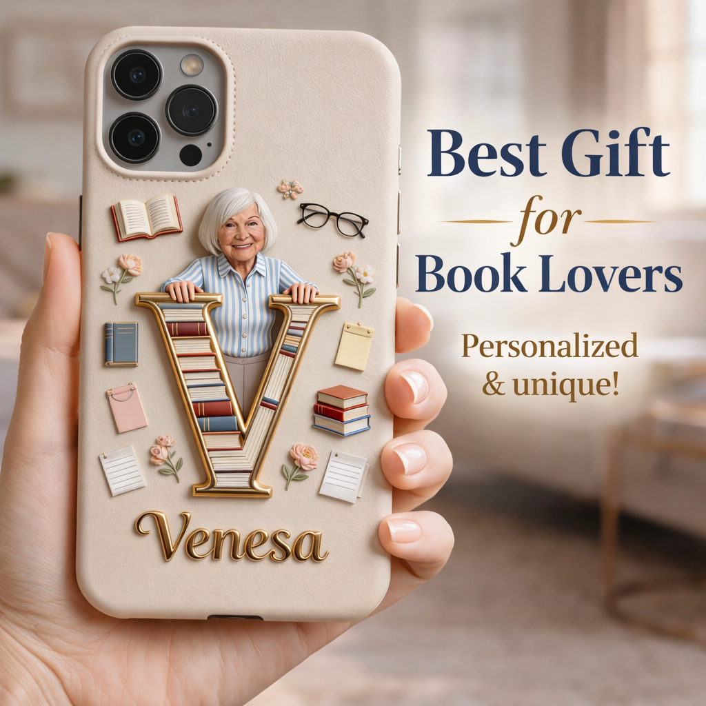 Book Lovers Gift - Personalized Book 3D Embossed Leather Phone Case