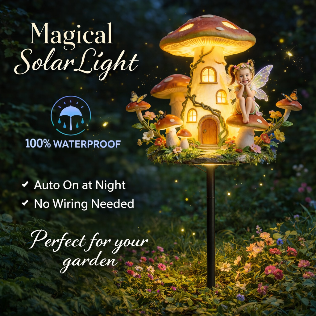 Pilz Feenhaus, Feengarten - Personalisierte Pilz Garten Solarleuchte