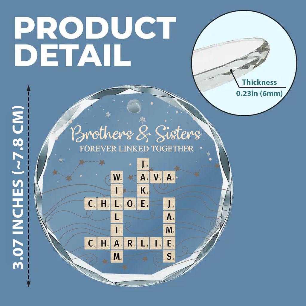 Forever Linked - Personalized Sibling Round Shaped Glass Ornament