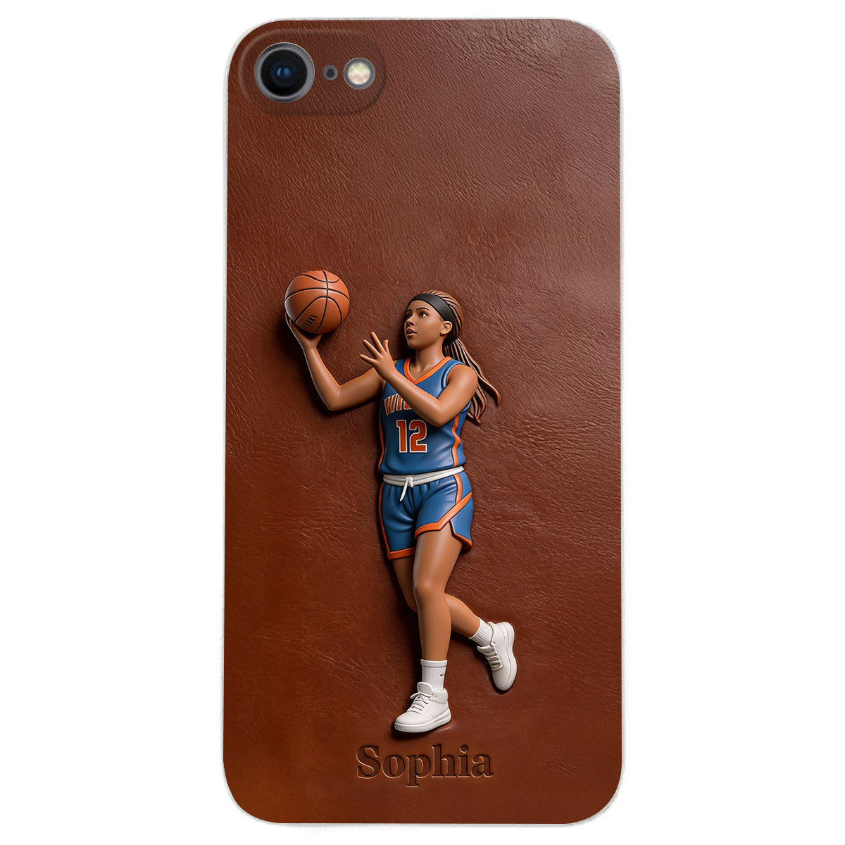 Liebe zum Basketball – Personalisierte Basketball-Handyhülle aus Leder