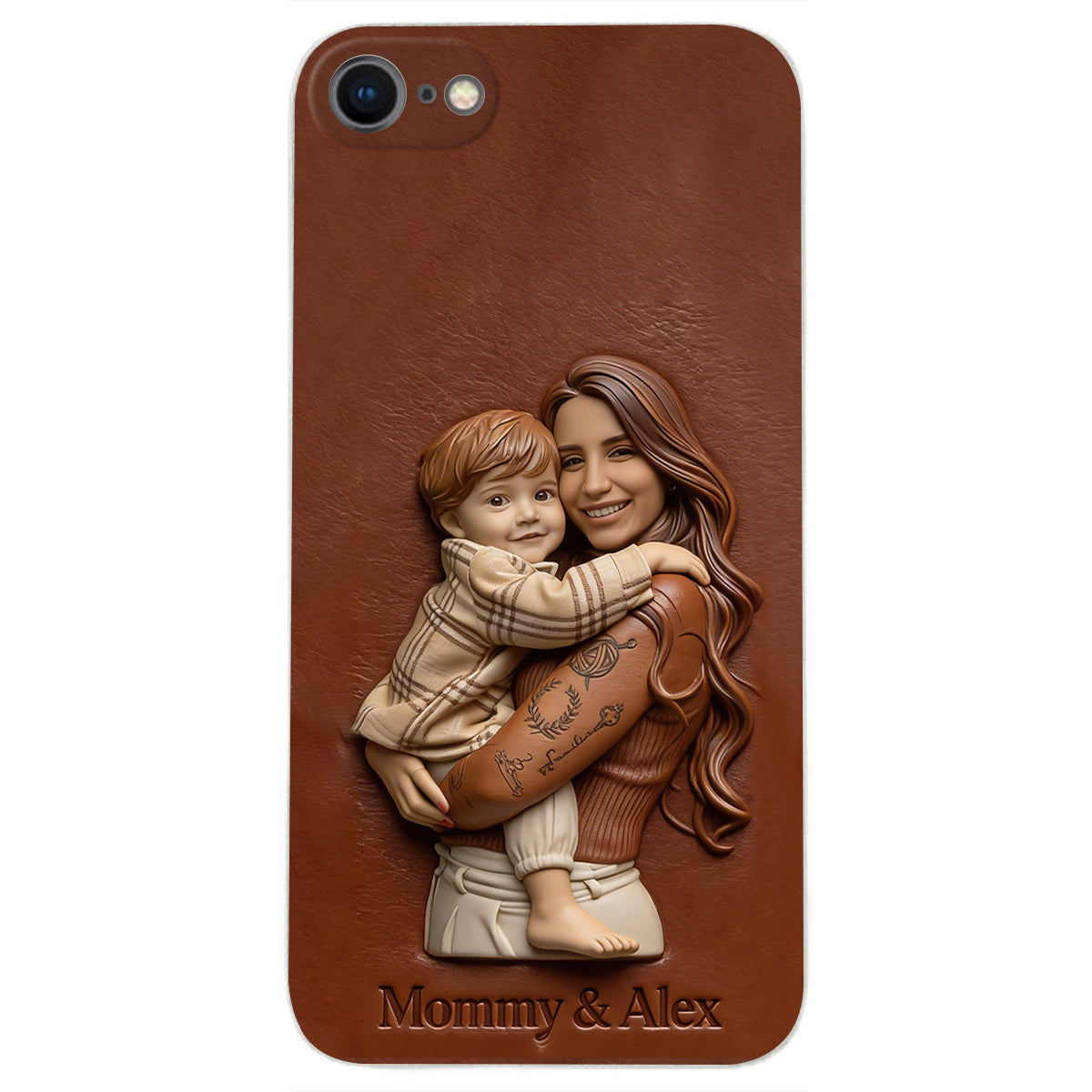 Étui de téléphone en cuir personnalisé avec photo pour maman ou grand-mère