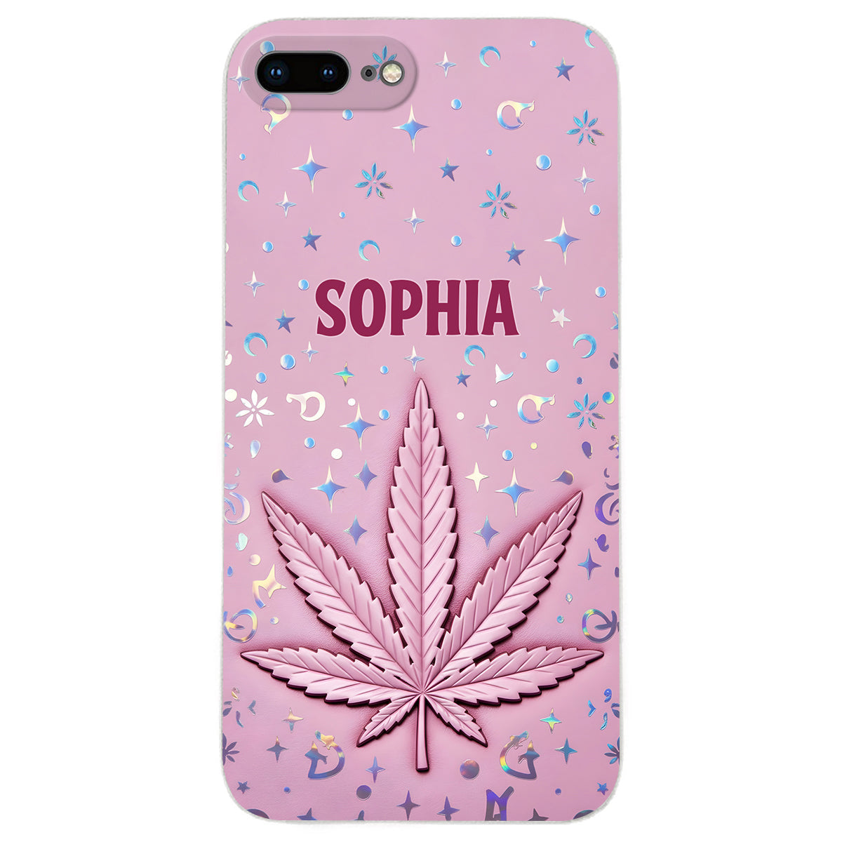 Stoner Chick – Personalisierte Handyhülle aus Leder mit Weed-Motiv