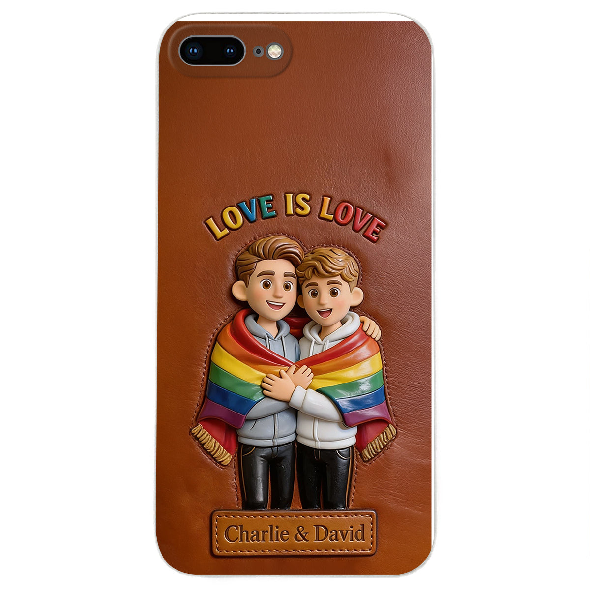 L'amour est l'amour - Coque de téléphone en cuir embossé 3D personnalisée LGBT