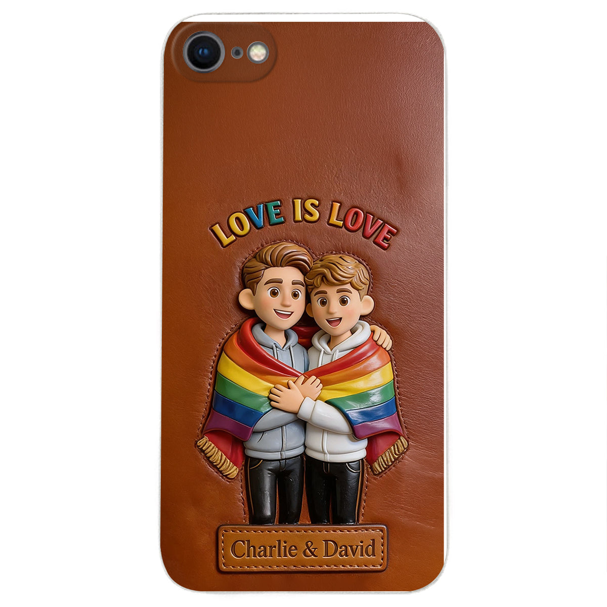 L'amour est l'amour - Coque de téléphone en cuir embossé 3D personnalisée LGBT