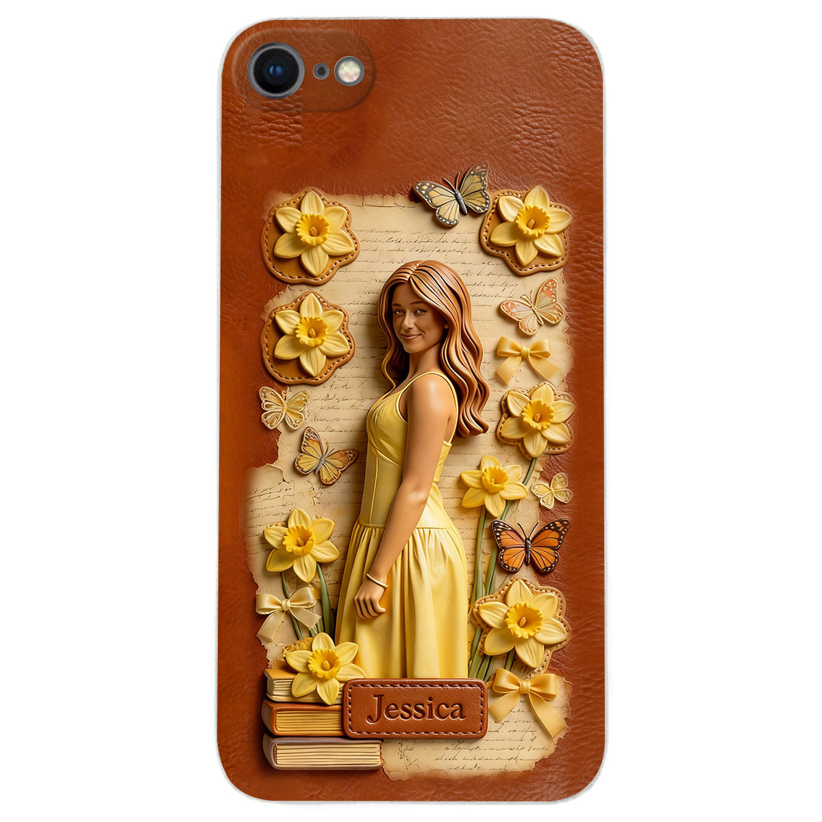 Custom Any Photo Unique Birth Flower - Personalized Self Love Leather Phone Case