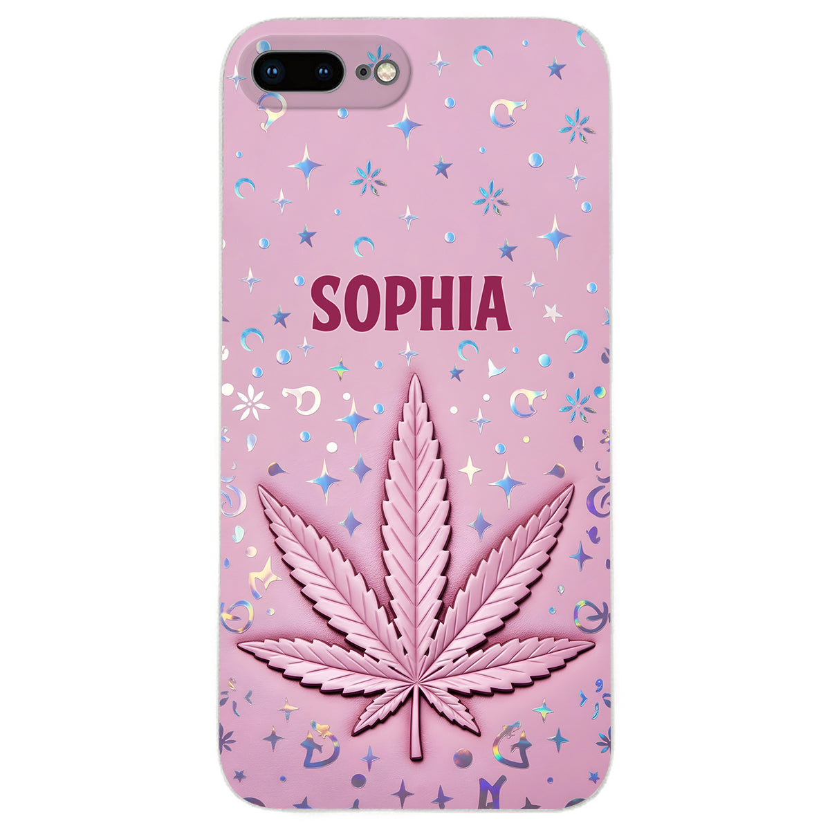 Stoner Chick – Personalisierte Handyhülle aus Leder mit Weed-Motiv
