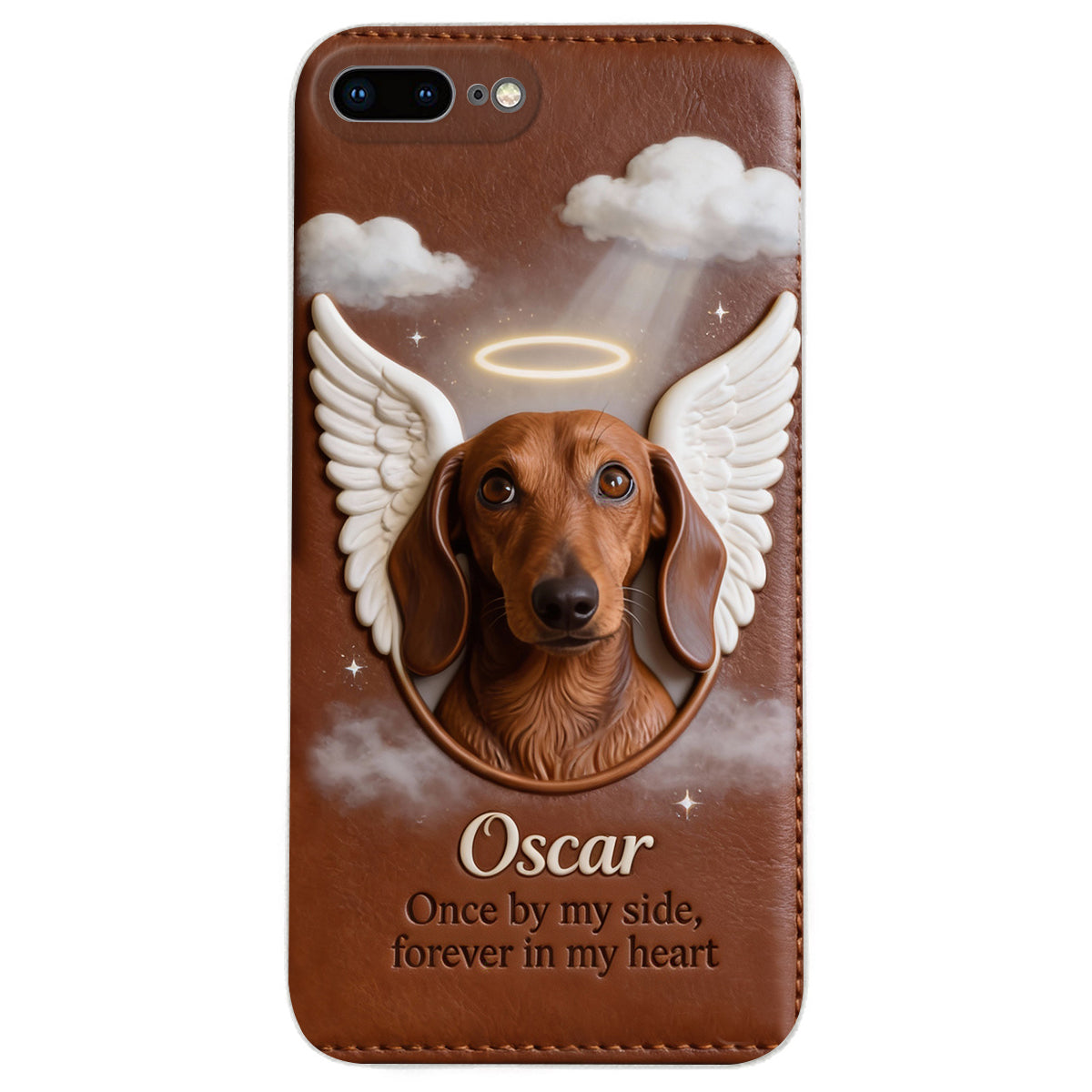 Once By My Side - Personalized Dog Leather Phone Case