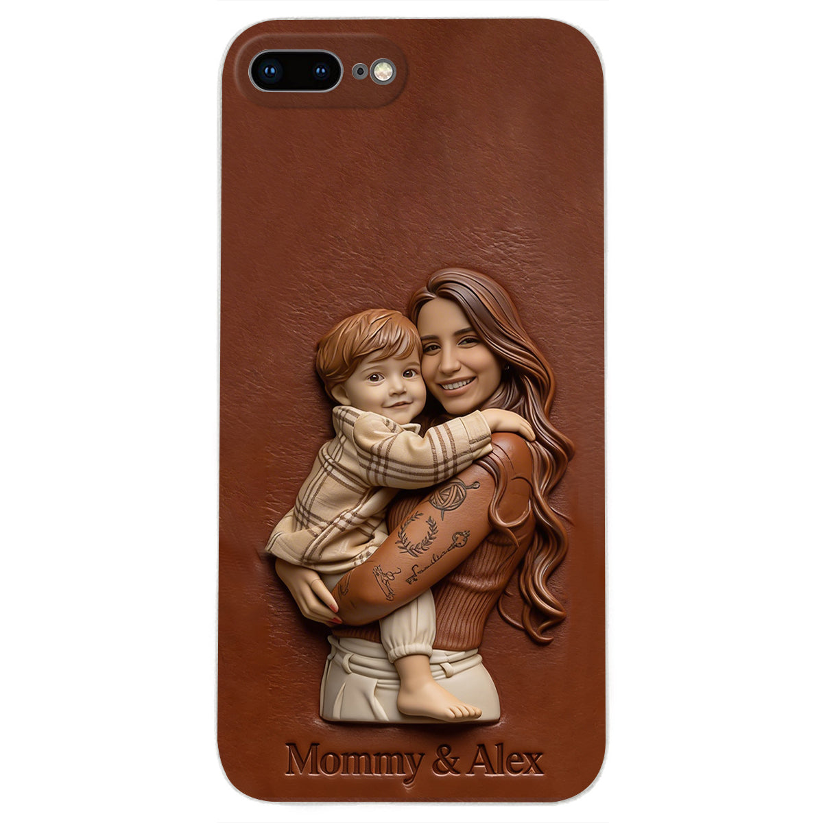 Étui de téléphone en cuir personnalisé avec photo pour maman ou grand-mère