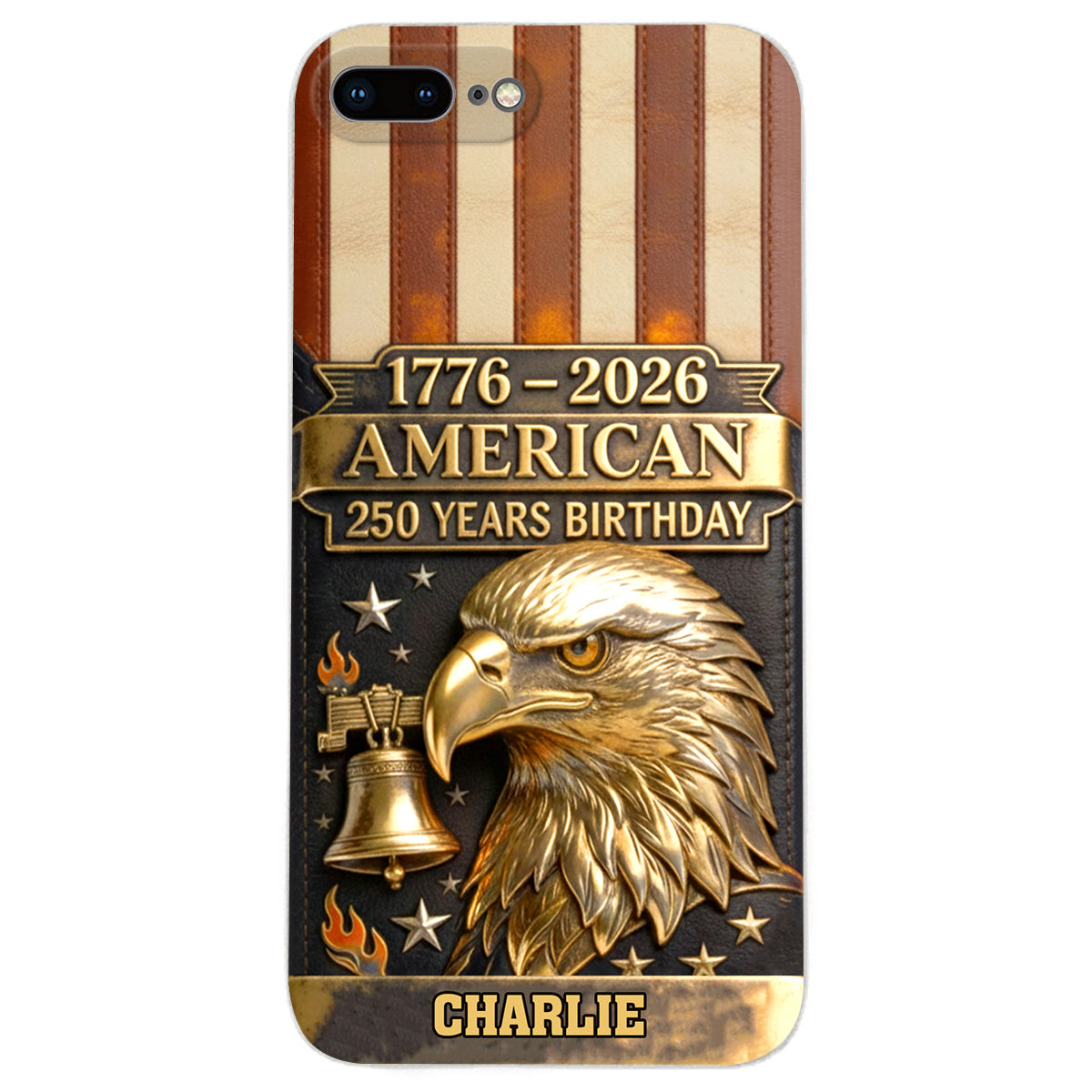 250th Anniversary - Personalized Bald Eagle Leather Phone Case