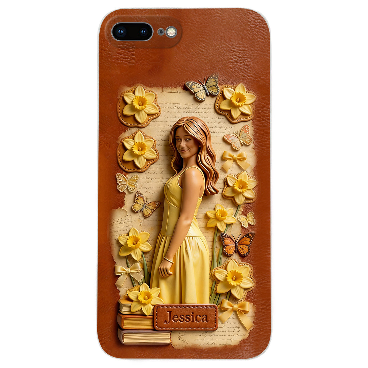 Custom Any Photo Unique Birth Flower - Personalized Self Love Leather Phone Case