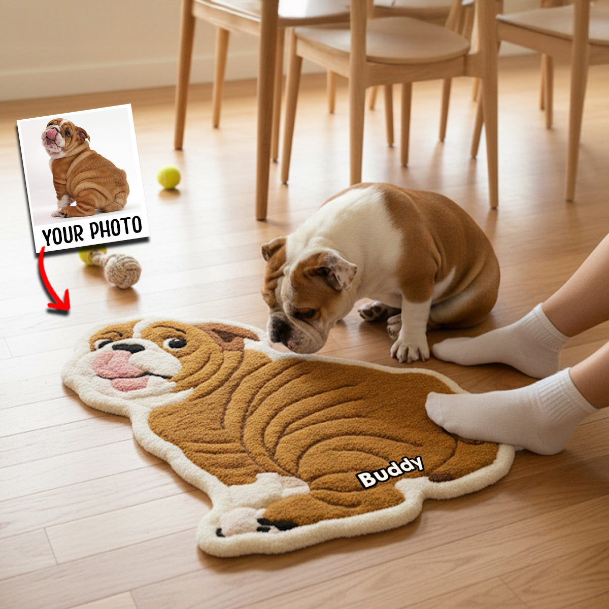 Any Photo Into Rug - Personalized French Bulldog Dog Non-Slip Tufted Rug