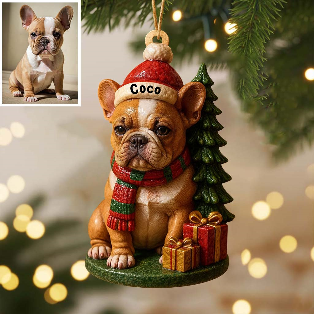 Christmas Dog - Personalized French Bulldog Dog Custom Shaped Ornament