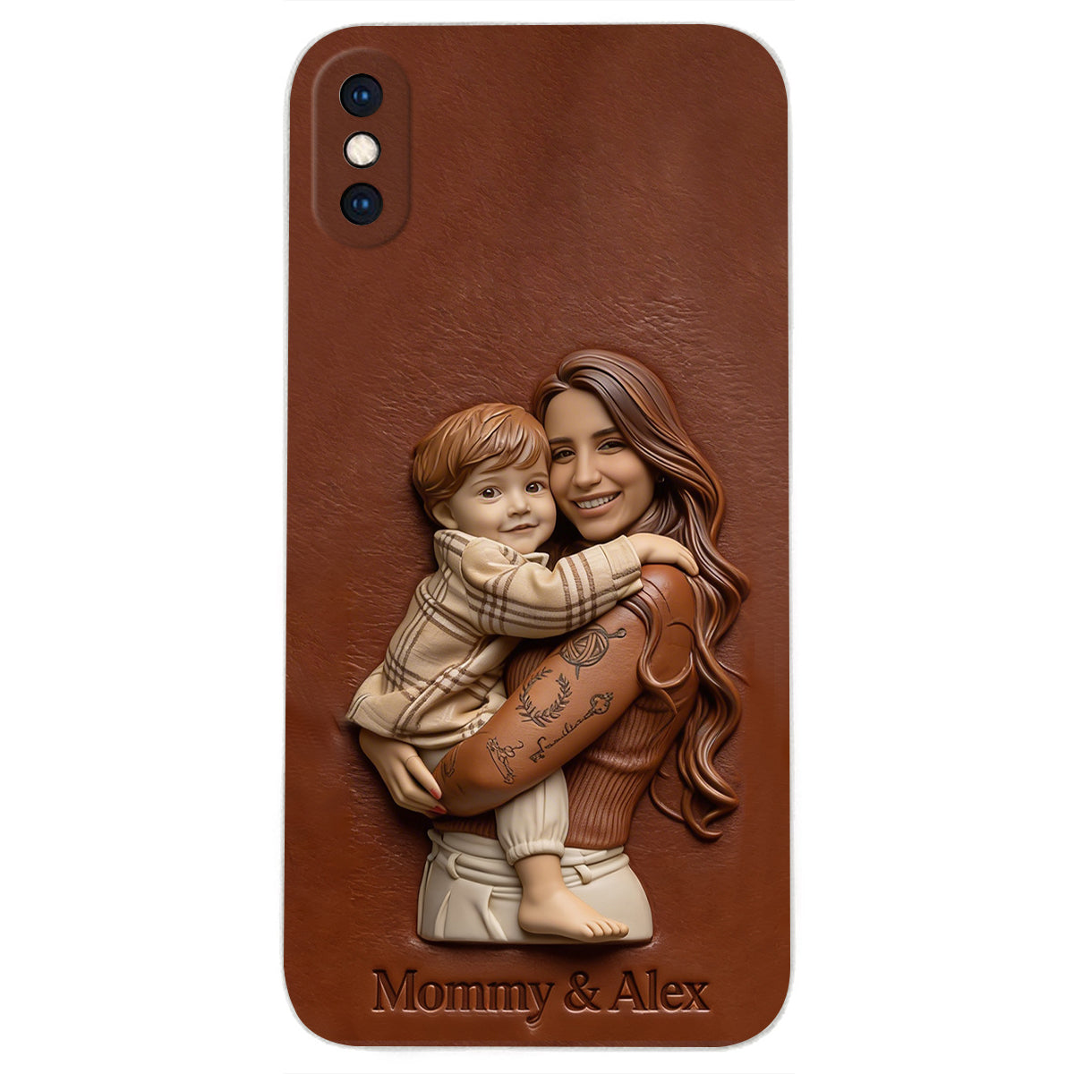 Étui de téléphone en cuir personnalisé avec photo pour maman ou grand-mère