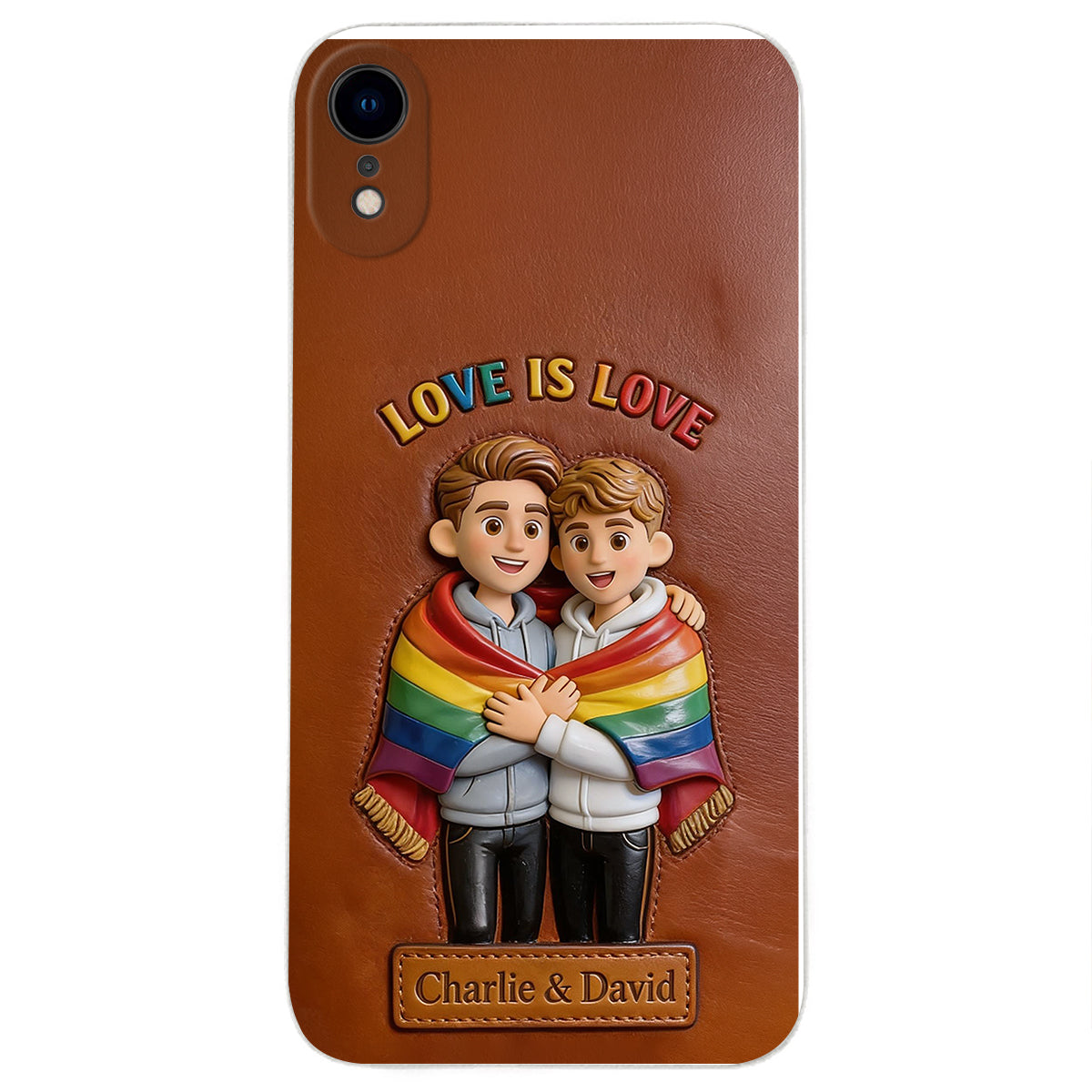 L'amour est l'amour - Coque de téléphone en cuir embossé 3D personnalisée LGBT