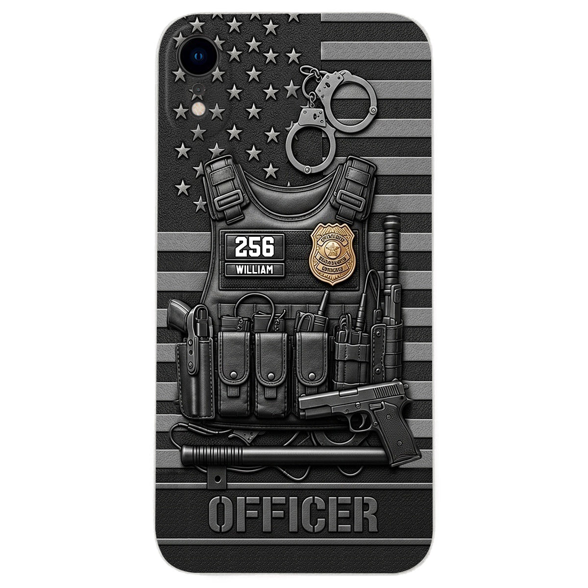Serve And Protect - Personalized Police Officer Leather Phone Case